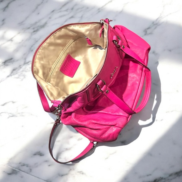 Coach Pink Leather Tote Shoulder Bag - Picture 10 of 11